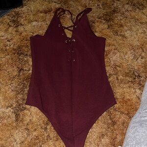burgundy womens small body suit